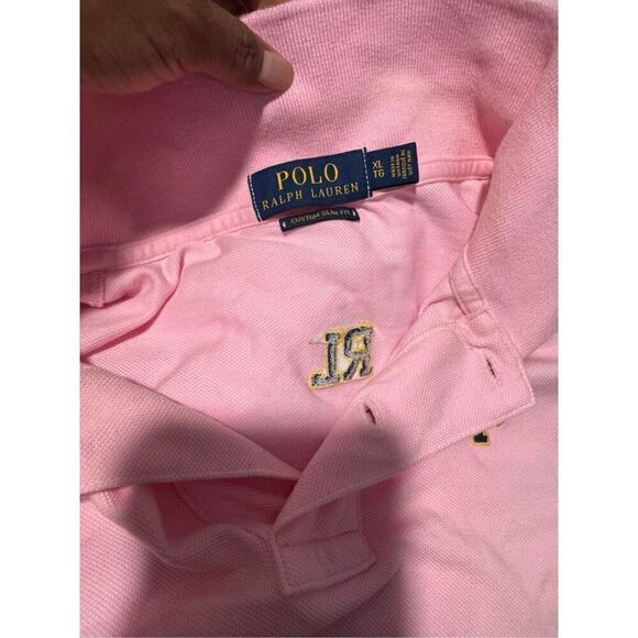 Polo Ralph Lauren pink polo custom slim fit multi logo flags XL - Picture 4 of 9